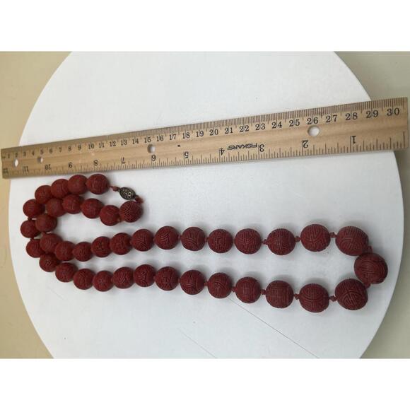 Vintage Chinese Cinnabar Necklace for Women - Picture 4 of 7